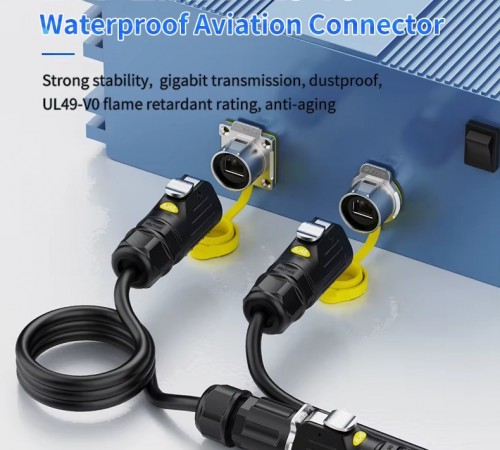 RJ45 Dişi - Erkek IP67 Su Geçirmez Açık Ekran/ Endüstriyel Otomasyon Konnektörü